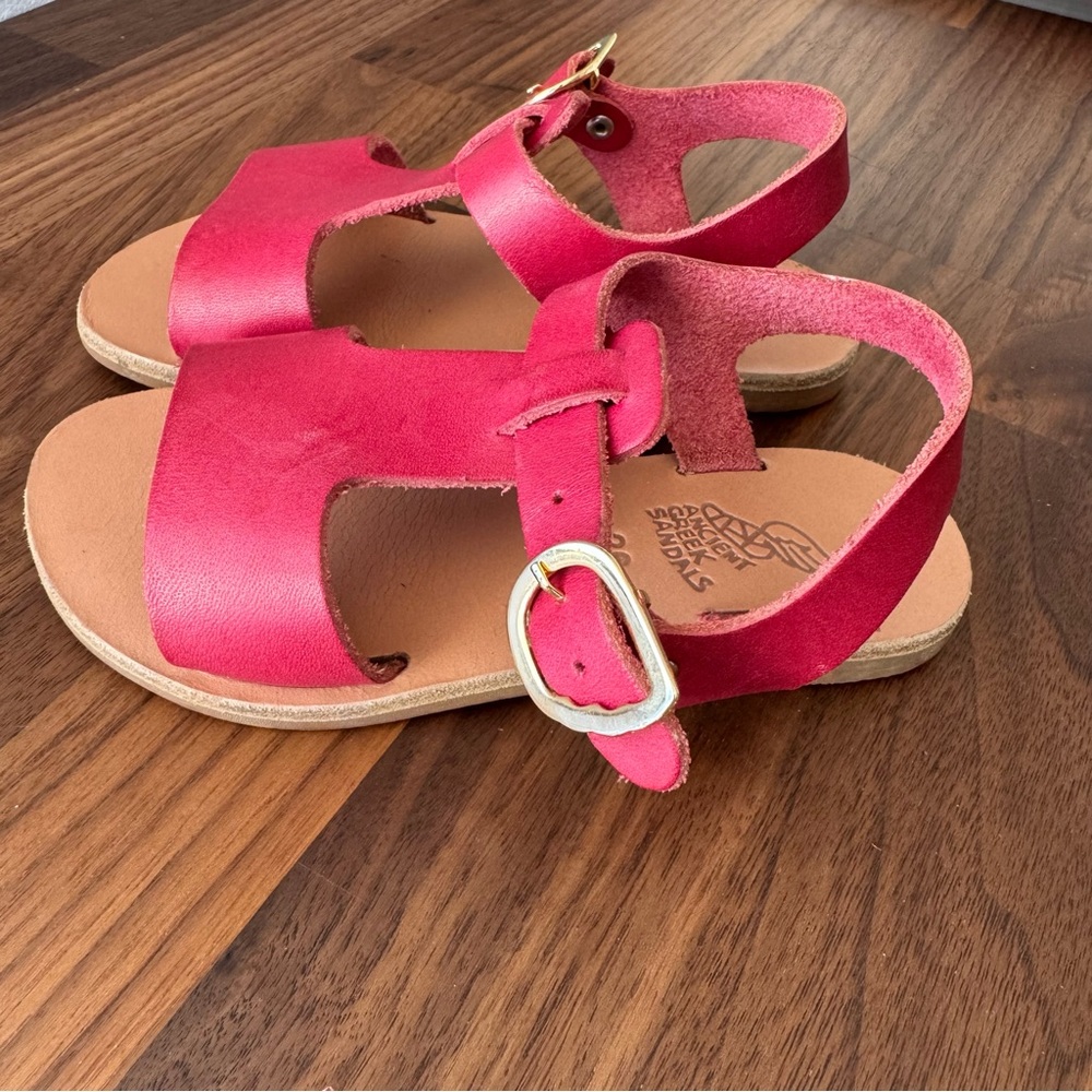 Ancient Greek Sandals Kids Pink Leather T-Strap Sandals EU 26 US 9.5